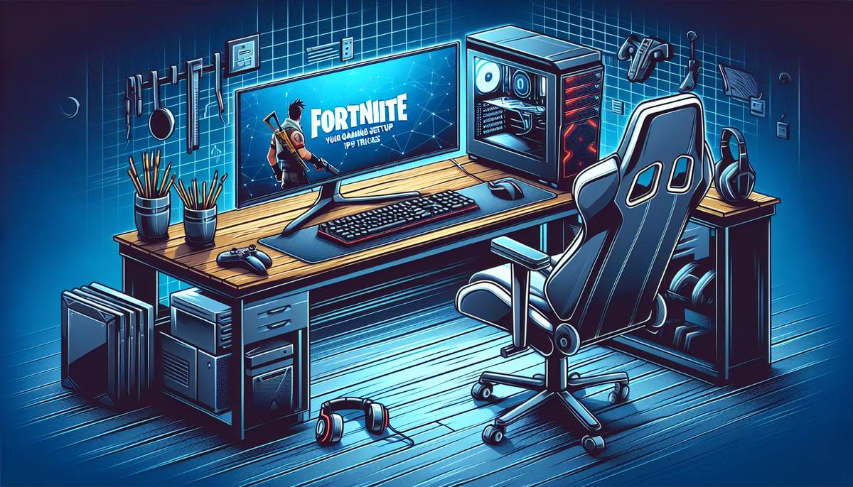Illustration d’un setup gaming avec clavier, souris et éclairage bleu