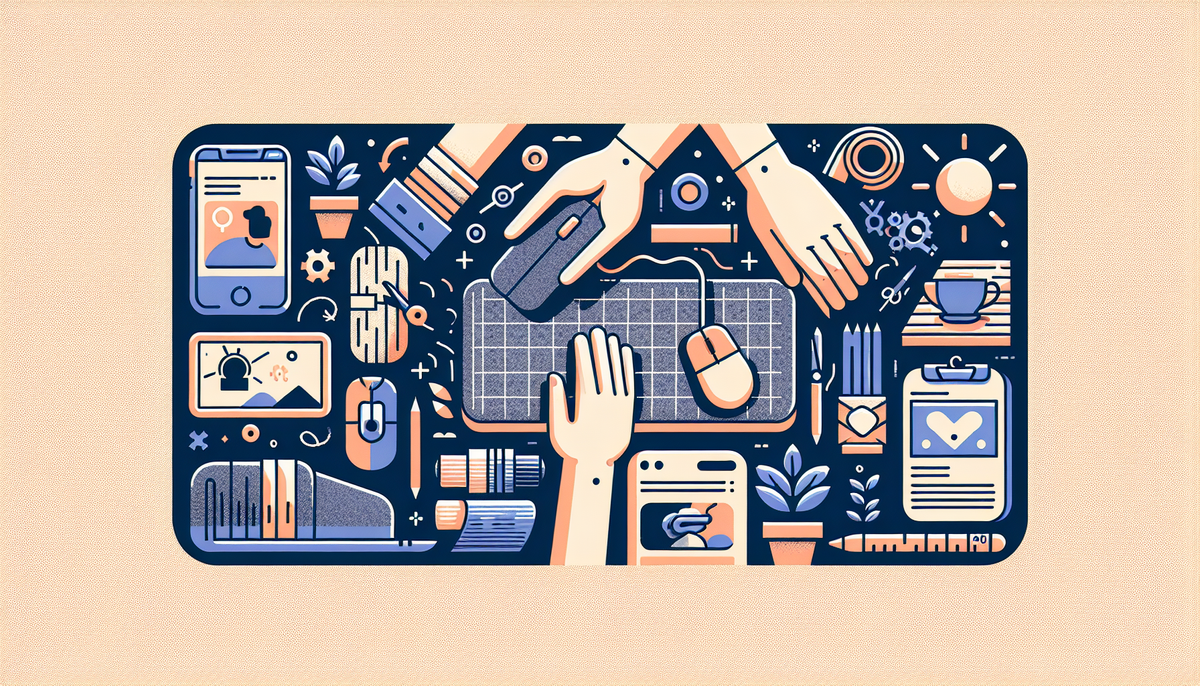 Illustration graphique d’un tapis de bureau entouré d’accessoires